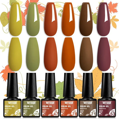 Sparkly red gel nail polish set by Blushimmer with 6 bottles, shiny finish, suitable for LED UV gel nail art and manicure.