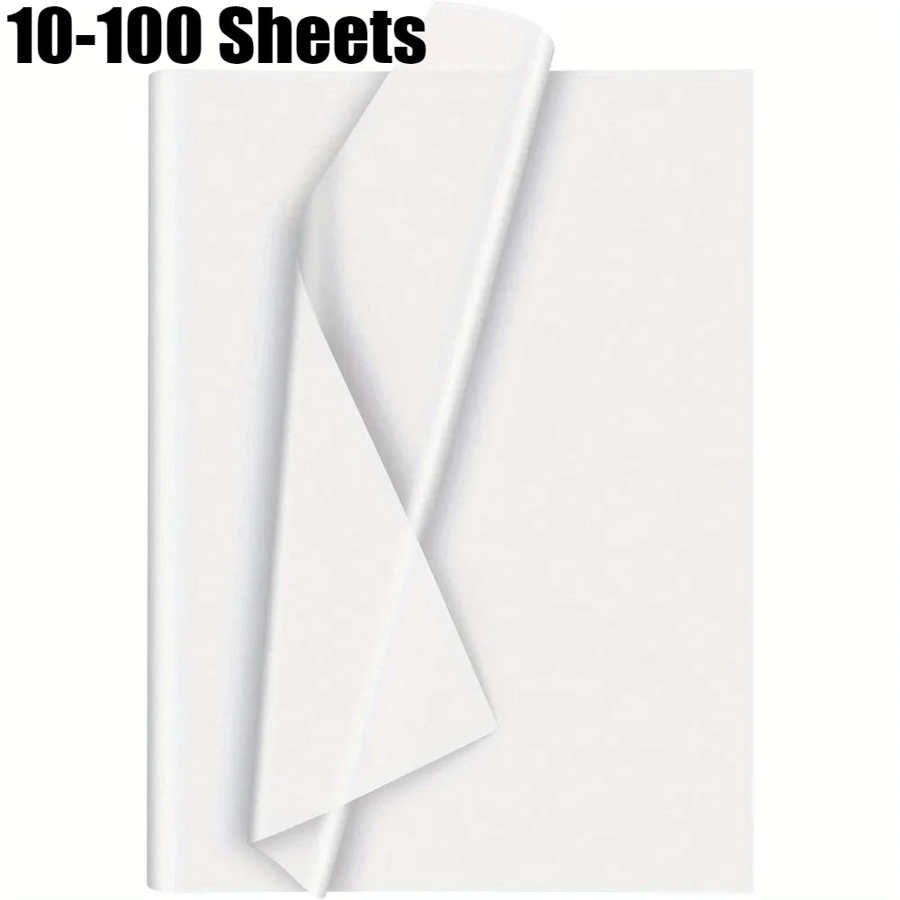 10-100 Sheets White Tissue Paper for Packaging Gift Wrapping Craft Papers Bulk for DIY Wedding Festival Party Supplies