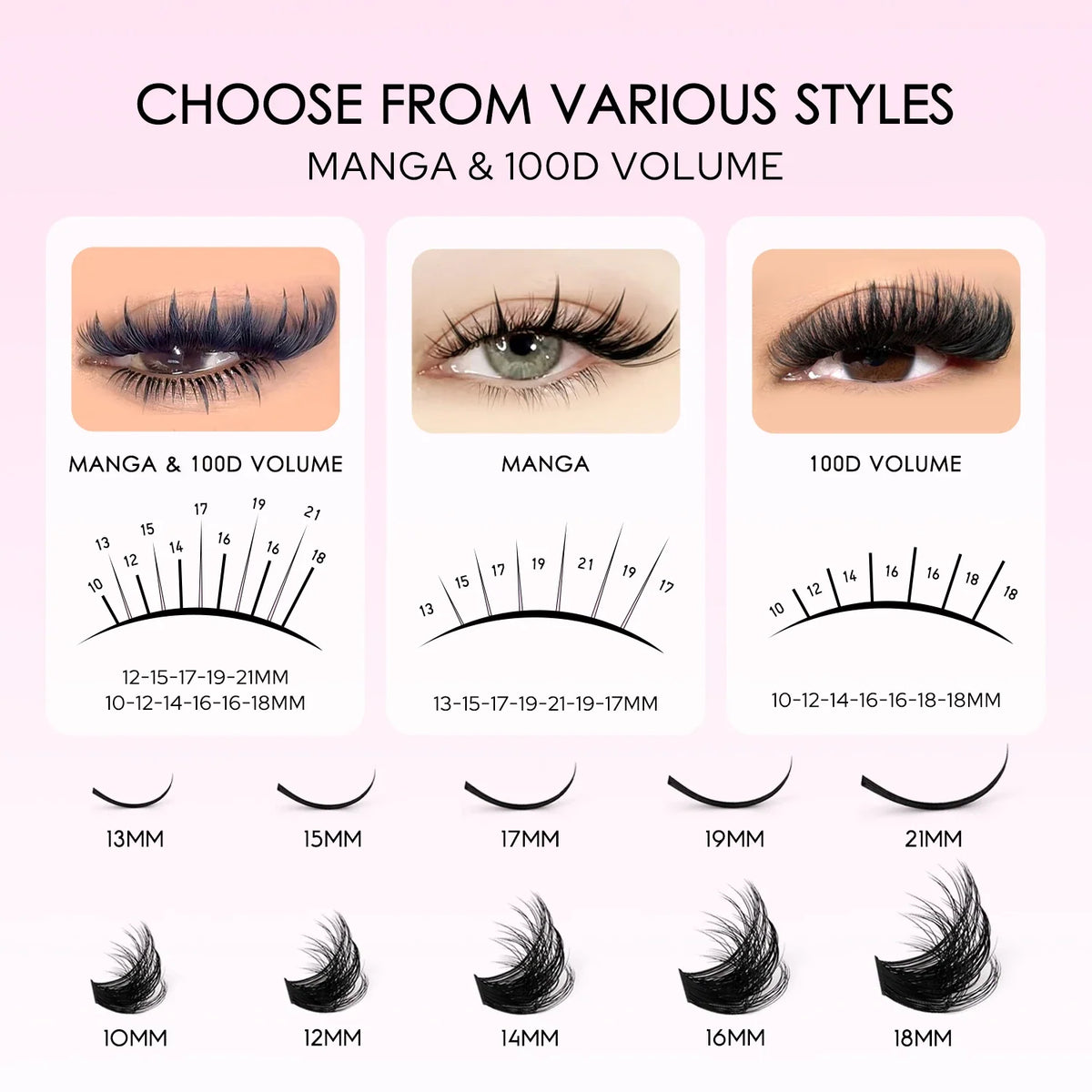 Blushimmer WOSHEER Lash Clusters Kit with spiky eyelash extension clusters for volume and DIY lash enhancement, shown in image.