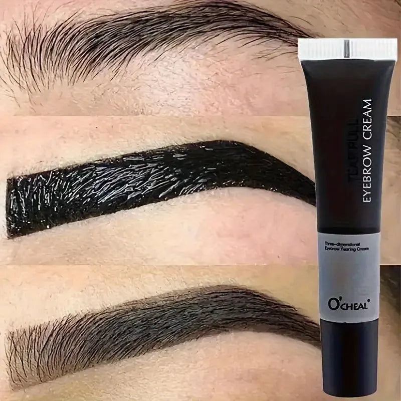 Long-lasting waterproof eyebrow gel cream by Blushimmer with semi-permanent tint, shown in a sleek jar.