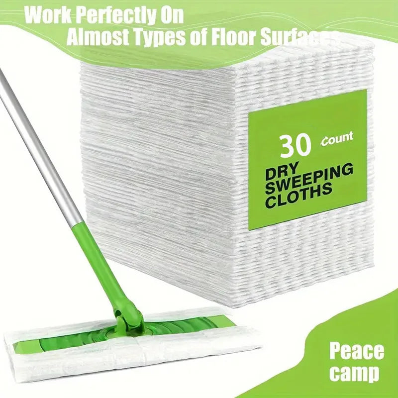 30/100PCS Disposable MicroFibre Electrostatic Floor Cloths Dust Removal Mop Paper Floor Cleaning Wipes for Flat Swivel Mop