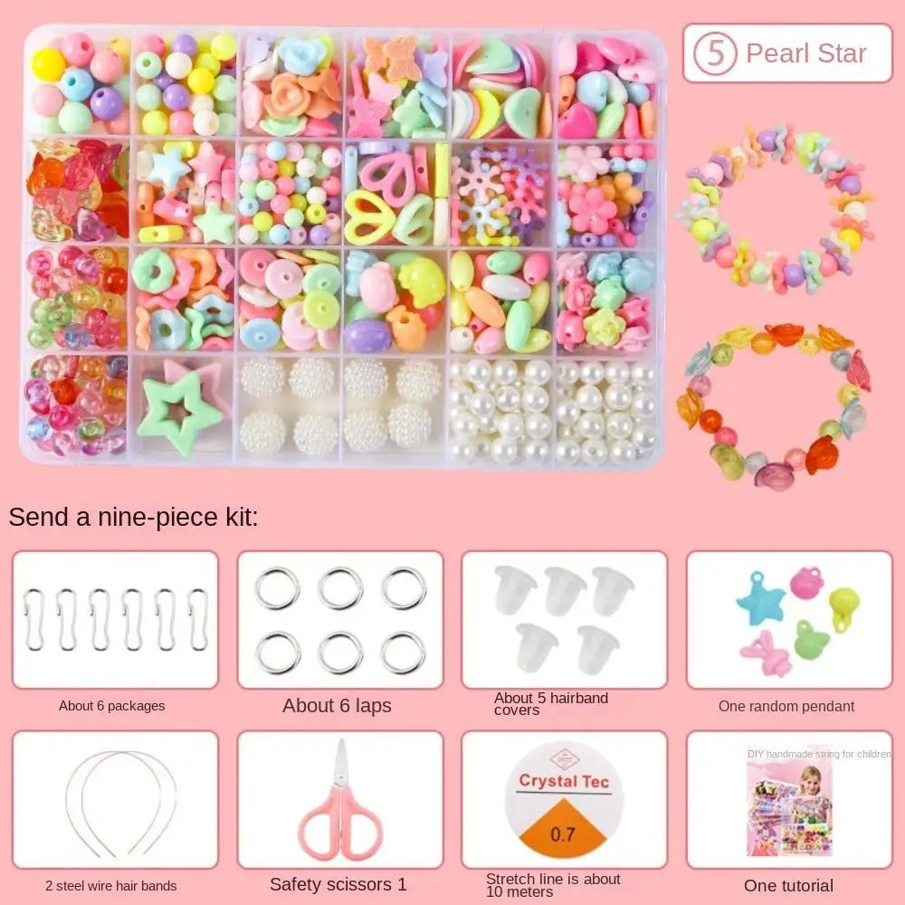 Arts Crafts DIY Handmade Beaded Kit Toy DIY Toy Jewelry Set DIY Making Beads Kit Toy Kawaii Creative