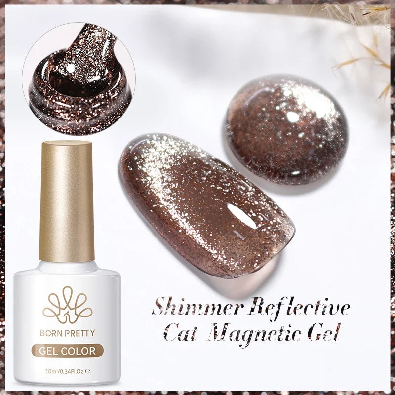 Born Pretty 117 Colors cat magnetic gel nail polish in 10ml bottle, showcasing vibrant, semi-permanent gel nails with full coverage.