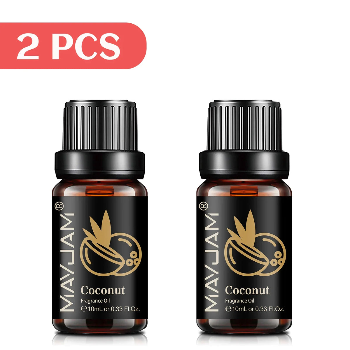 Blushimmer MAYJAM fruit essential oil bottle with cherry, banana, papaya, grape, litchi, guava, kiwifruit, pear, and fig fragrance oils.
