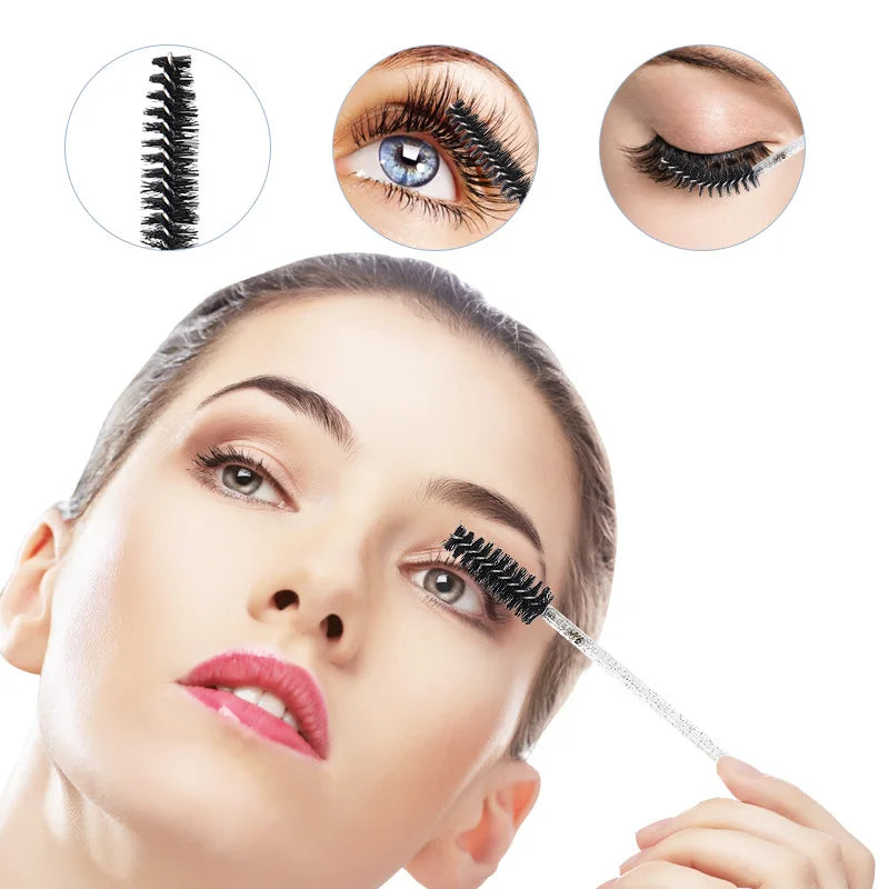 Blushimmer eyelash curler set with replacement pads, tweezers, clips, mascara wands, and makeup brushes for women.