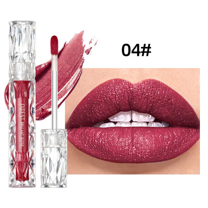 Blushimmer QIBEST 10-color matte and shiny glitter liquid lipstick with waterproof, long-lasting glossy finish on lips.