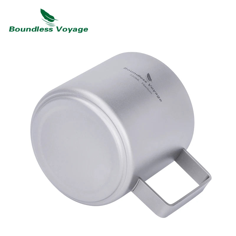 Boundless Voyage Titanium Double Wall Coffee Cup Mini Camping Mug Outdoor Tableware Lightweight Drinkware 220ML Ti3052D