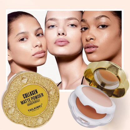 Blushimmer natural matte pressed powder compact with oil control, brightening, whitening face foundation and concealer for makeup.