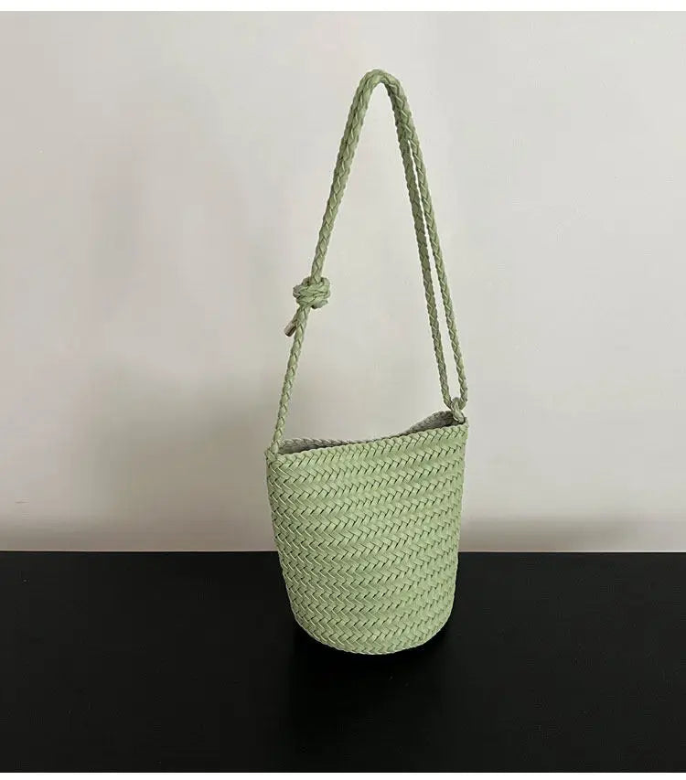 Herringbone hand-woven bucket bag for women, large capacity, high-end versatile handbag, shoulder bag, underarm crossbody bag.