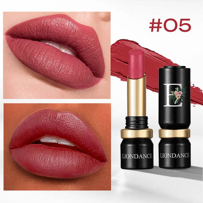 Blushimmer LIONDANCE velvet matte lipstick in soft dark nude, high pigmented, waterproof, long-lasting lip balm for women