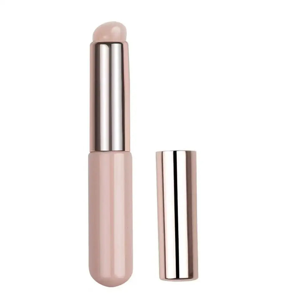 Blushimmer silicone lip brush with cover cap, soft round head concealer brush for precise lipstick application.
