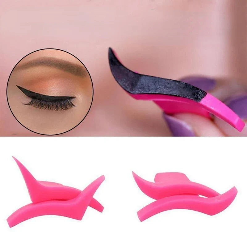 Set of two Blushimmer professional eye makeup stencils for cat eyeliner, wing styles, and stamping templates, displayed on a white background.