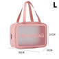 Transparent waterproof travel wash bag by Blushimmer with large capacity cosmetic organizer for women, ideal for makeup and beauty essentials.