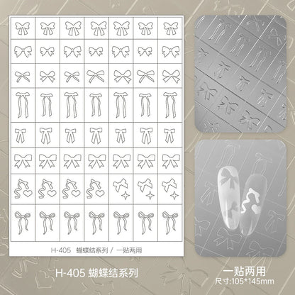Kaniu Transparent Hollow French Nail Stickers Snowflake Starry Design Nail Art Decal Self-Adhesive Manicure Stencil Template