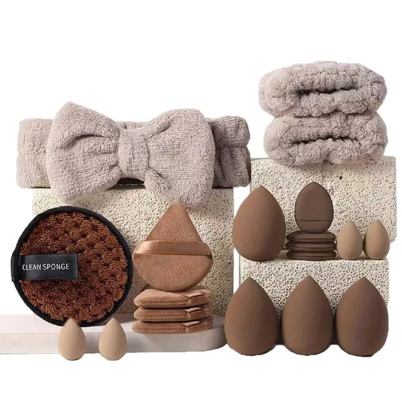 Blushimmer 33-piece makeup sponge set with large and small beauty blenders for flawless makeup application and removal.