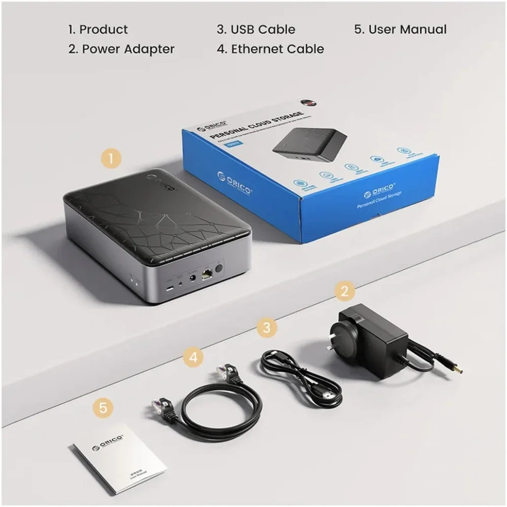 ORICO 3.5" Inch SATA Hard Drive Enclosure NAS Network HDD Storage Box USB C HD Disk External Case Housing Personal Cloud Server