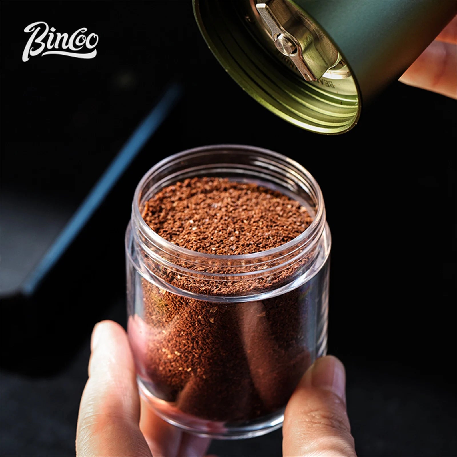 Bincoo Visual Manual Coffee Bean Grinder Portable CNC Stainless Steel Burr Crank Hand Hand Coffee Grinder Kitchen Barista Tools