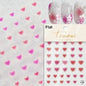 Colorful Cat's Eye 5D gradient European love heart gem nail art stickers with wing and geometric designs for manicure decoration.