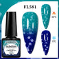 Blushimmer FOUR LILY 7ml thermal nail gel polish in three color-changing shades for semi-permanent UV/LED manicures.