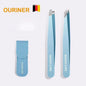 Blushimmer stainless steel slanted eyebrow tweezer with colorful handle for precise hair removal and eyebrow shaping.
