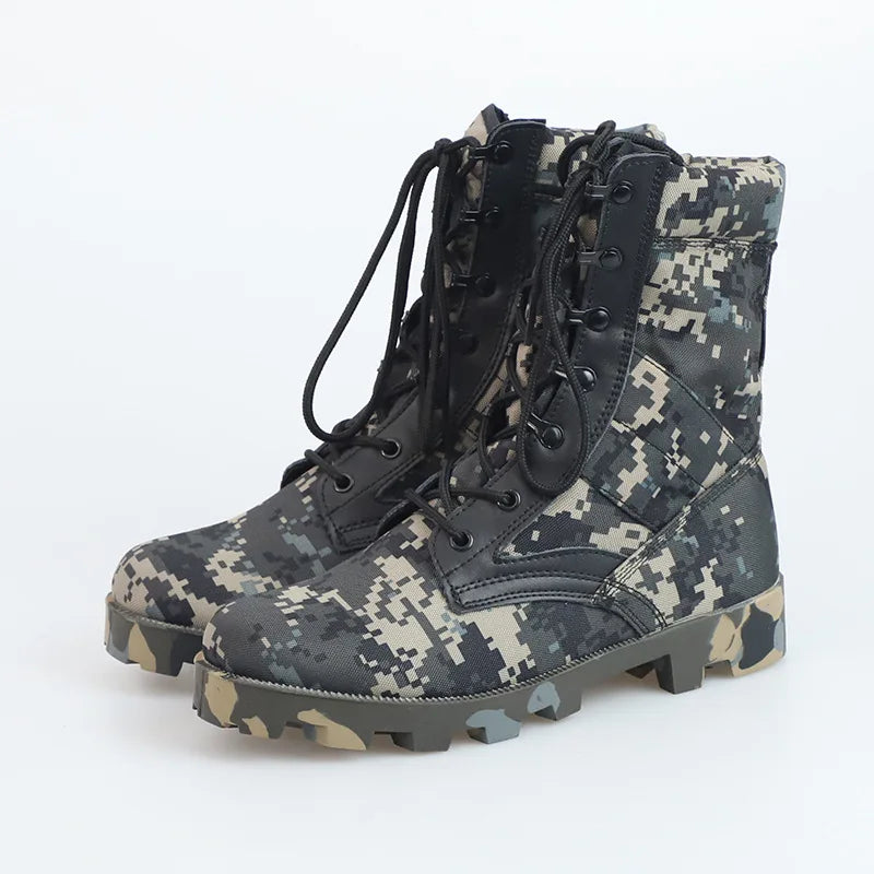 Tactical Boots Men Training Special High-Top Shoes Outdoor Shock-Absorbing Hard-Soled High-Waist Hiking Shoes