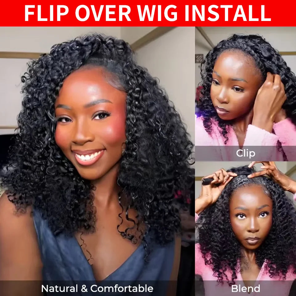 Selvanelle 300 density Burmese curly human hair wig for women, 4C afro kinky curl, half wig style, 100% natural human hair