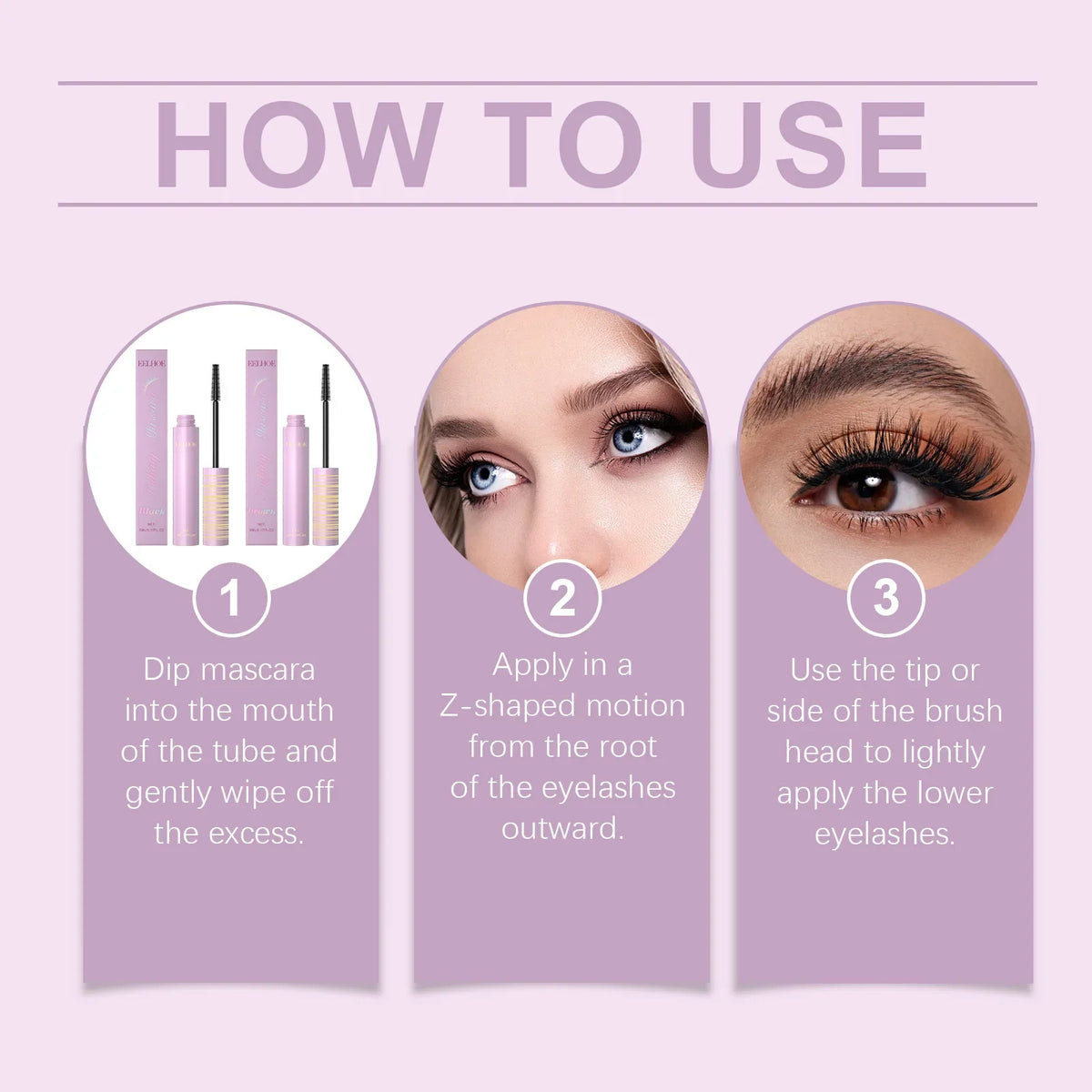 Black waterproof curling mascara by Blushimmer from the Eelhoe Series, showing thickening, lengthening, and volumizing eyelash extension.