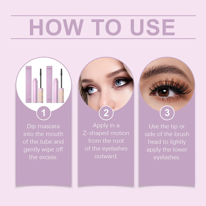 Black waterproof curling mascara by Blushimmer from the Eelhoe Series, showing thickening, lengthening, and volumizing eyelash extension.