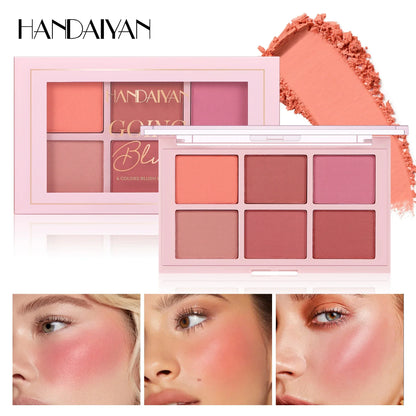 Blushimmer long wear blush makeup palette with buildable color, velvet finish, and contouring face powders for brightening cheeks.