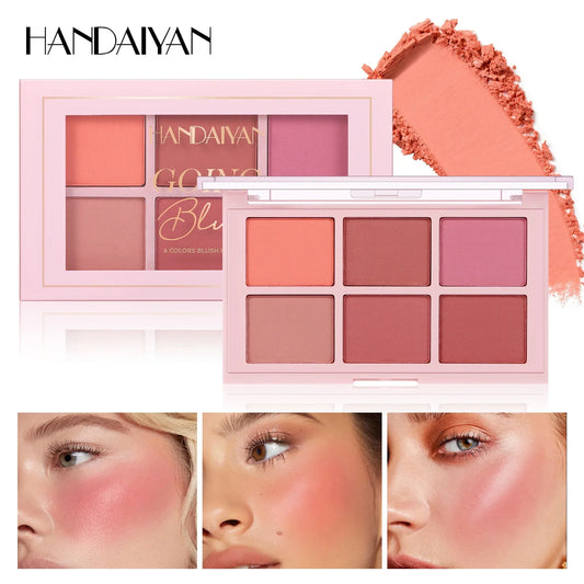 Blushimmer long wear blush makeup palette with buildable color, velvet finish, and contouring face powders for brightening cheeks.