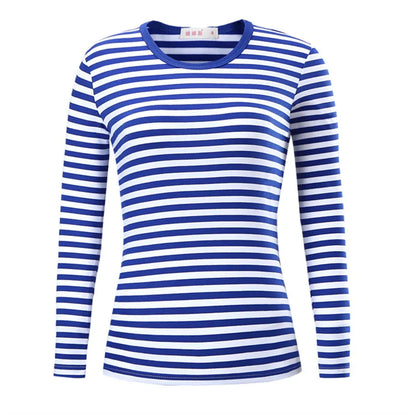 Men's striped long-sleeve T-shirt by LIBRECLANS, casual and fashionable large-sized top with Harajuku style.