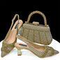 Elegant women's shoes and matching bag set with rhinestones by EdleessFashion, showcasing luxurious design and sparkling details.