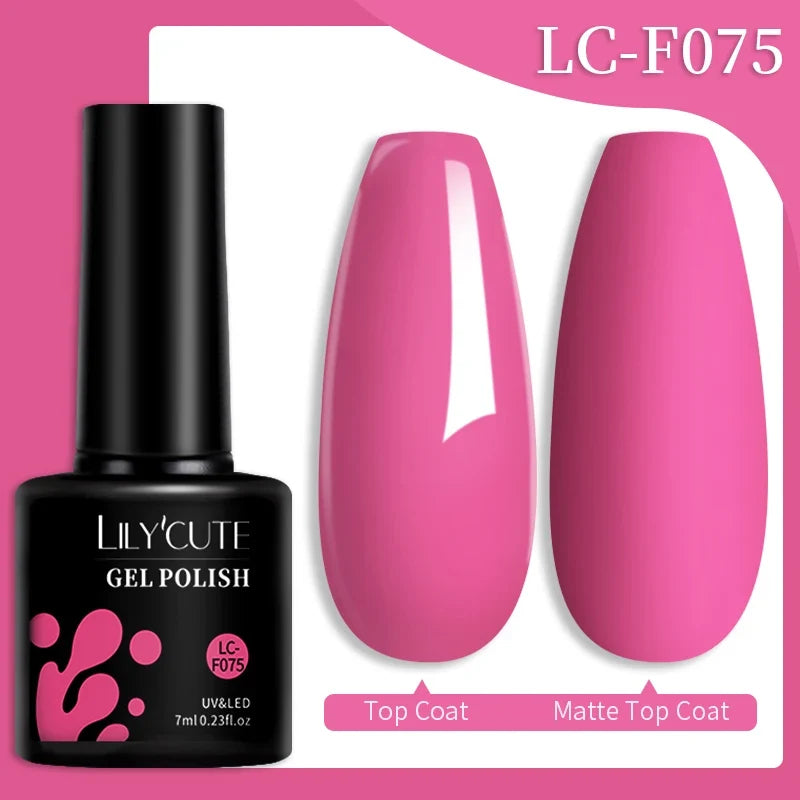 Colorful LilYcute 7ml gel nail polish from Blushimmer, featuring semi-permanent, long-lasting UV gel for nail art and manicure.