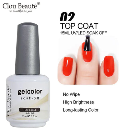 Blushimmer Clou Beaute 15ml red, black, white, green neon gel nail polish with velvet top coat, semi-permanent, 400 color options.