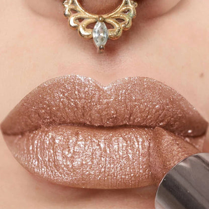 Blushimmer 21Colors metallic lipstick with bold glitter finish, pearlescent shine, long-lasting matte lip makeup shown in sleek tube.