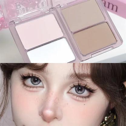 Two-tone Highlight Contour Palette Matte White Highlighter Grey Brown Nose Shadow Face Contouring Bronzer Brighten Powder Makeup