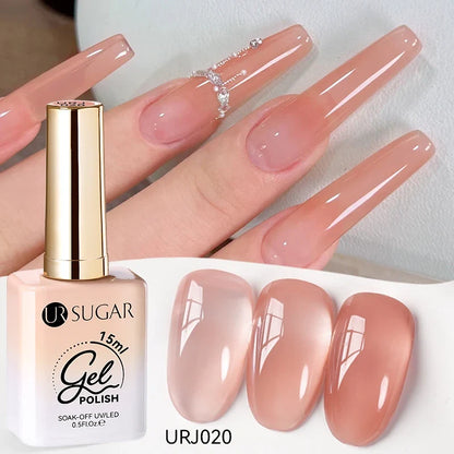Blushimmer UR Sugar 15ml jelly milky white translucent gel polish for semi-permanent UV nail art and soak-off gel varnish.