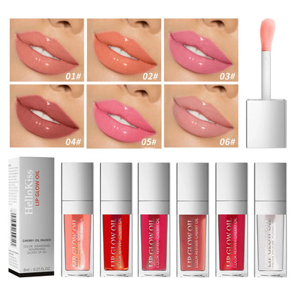 Blushimmer Crystal Jelly Moisturizing Lip Glow Oil in 8ml, featuring clear gel with subtle shimmer for glossy, plumped lips.