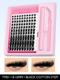 Blushimmer Lash Clusters Kit with fluffy C curl individual eyelash extensions, 10-18mm, including bonding and sealing supplies.