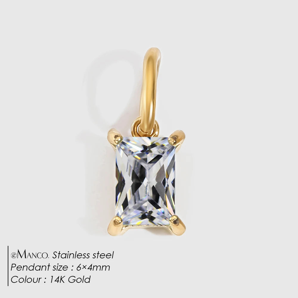 eManco 4 /6/8/10MM Stainless Steel Zircon Geometric Shape Charms Pendants Jewelry Making Supplies Diy Findings Accessories