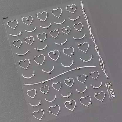 Colorful Cat's Eye 5D gradient European love heart gem nail art stickers with wing design, self-adhesive manicure decals by Blushimmer.