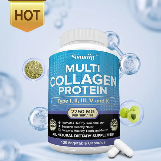Silcy Skin collagen peptides capsules for hair, skin, nails, teeth, gums, and joints, gluten-free and non-GMO supplement.