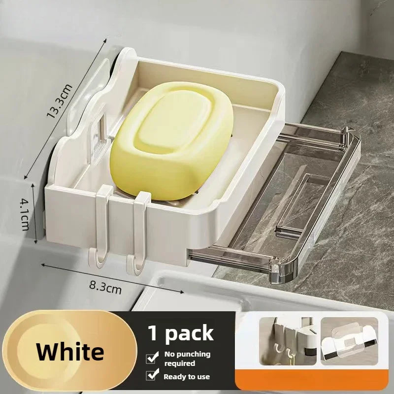 Bathroom Soap Holder Free-Punching Wall Mounted Soap Sponge Holder Organizer Double Drainage Soap Dish Bathroom Accessories