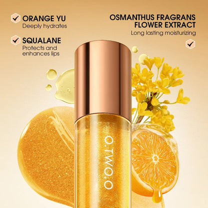Blushimmer O.TWO.O Lip Oil Gloss with shimmering water gloss finish, moisturizing, non-sticky lip plumper and gloss balm.