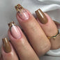 Black Leopard Print Light Yellow French Red Flowers Fake Nails Fashion Detachable Finished False Nails Press on Nails with Glue