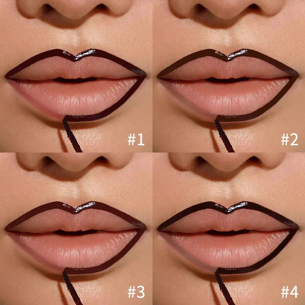 Blushimmer peel-off lip stain lip liner in matte black with a sleek pencil tip, waterproof and long-lasting for precise lip definition.