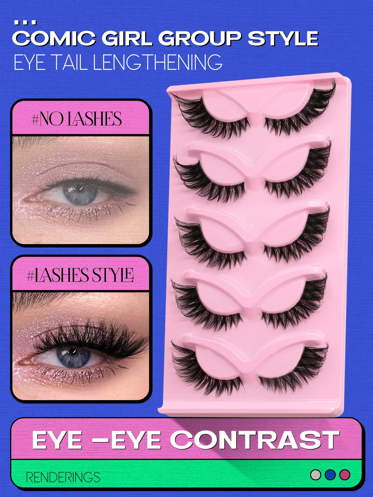 Blushimmer Veltrinay Cat Eye Faux Mink Lashes with clear band, wispy natural look, lightweight false eyelashes for makeup.