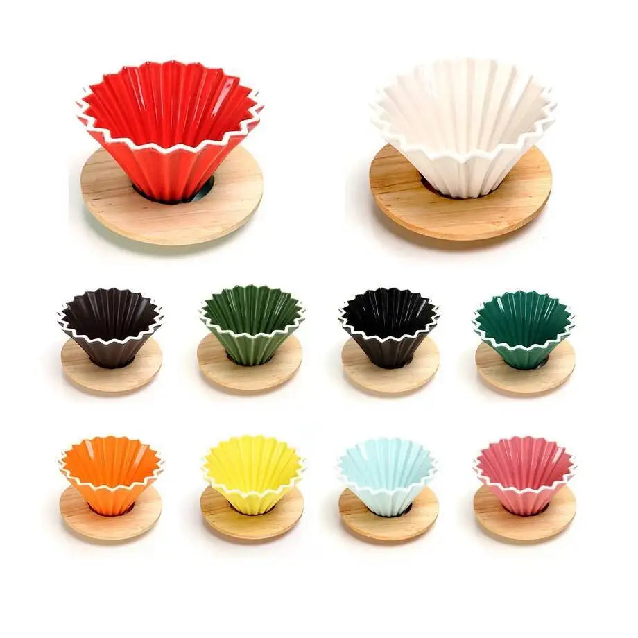 Ceramic Hand Brewing Coffee Dripper Pour Over Coffee Maker Handmade Origami Coffee Filter Cup Flower Shape Funnel Drip Cafe Cup