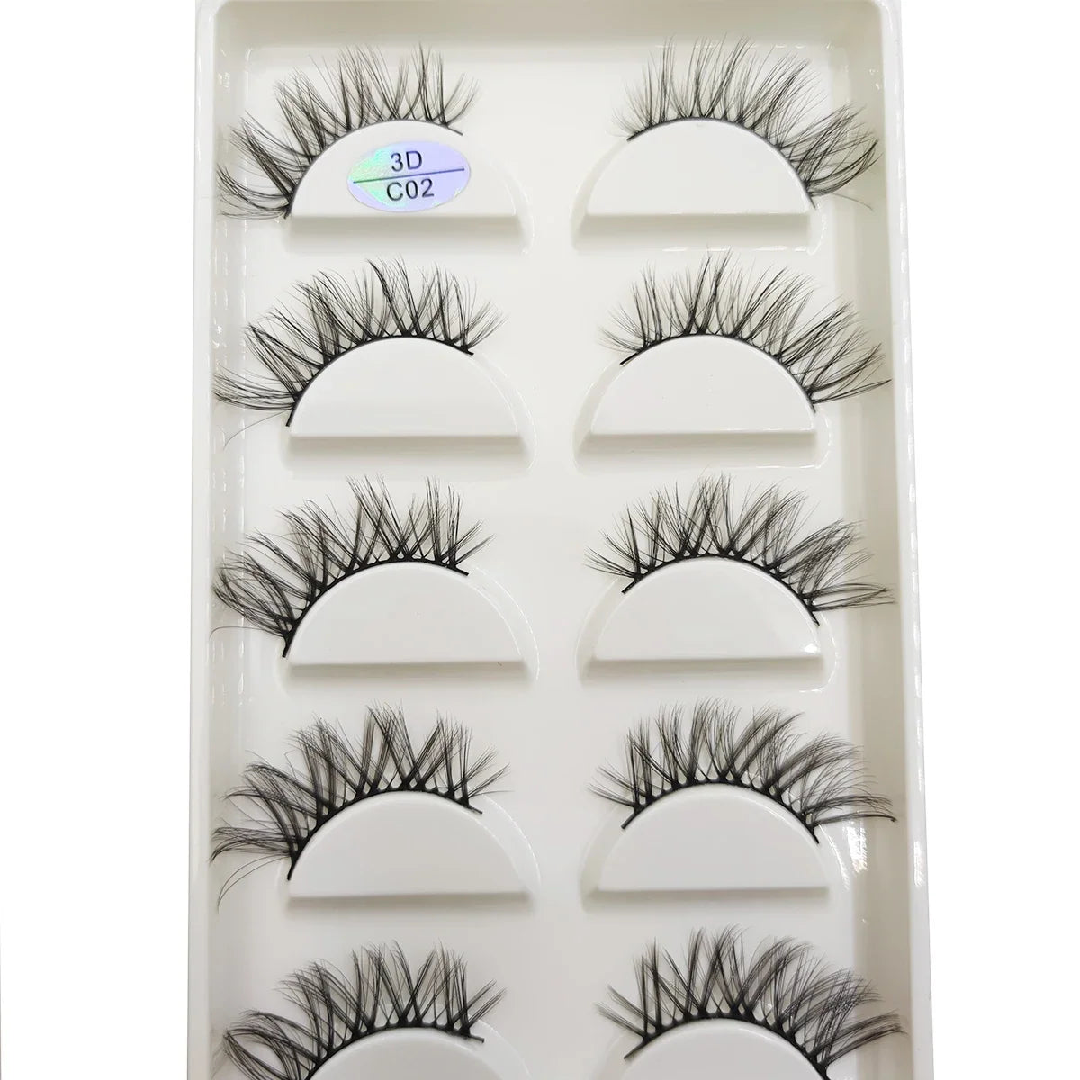 Set of 5 pairs of Blushimmer 3D faux mink eyelash extensions, wispy and thick with natural, soft, dramatic false eyelashes.