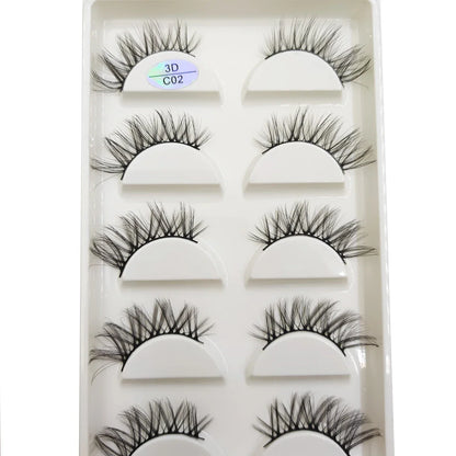 Set of 5 pairs of Blushimmer 3D faux mink eyelash extensions, wispy and thick with natural, soft, dramatic false eyelashes.